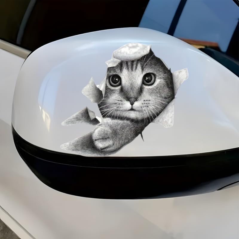 3D Peek-a-Boo Cat Stickers 5.5-Inch 2-Pack, Glossy Vinyl Car Stickers Car Decals, Easy Self-Adhesive Bumper Stickers, Durable Decals for Vehicles, Laptops, Walls - Image 6