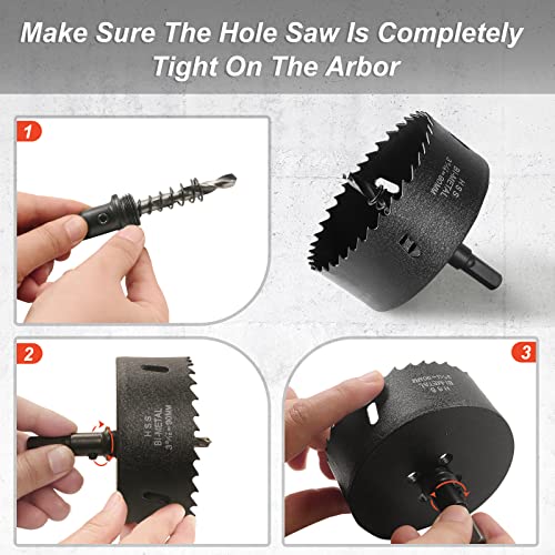 Image of 3-1 /2 Inch Hole Saw with 3 /8 inch Triangle Shank Quick Change Arbor, JTemgle Bi-Metal Hole Saw Heavy Duty Hole Cutting Tool for Cornhole Boards, Recessed Lights, Wood, Plastic, Drywall & Soft Metal