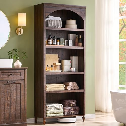 Image of IFBUY 76 inch Arched Bathroom Storage Cabinet, Large Arched Cabinet, Brown