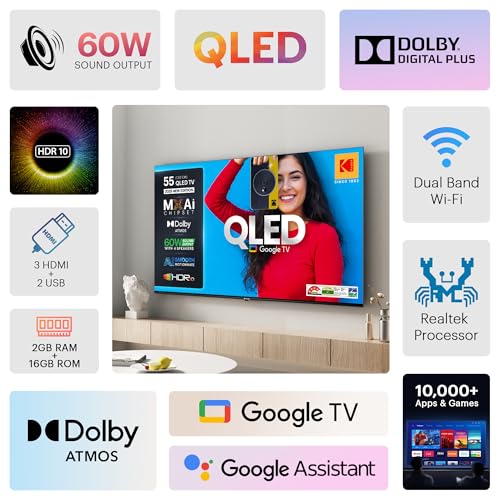 Image of Kodak 139 cm (55 inches) Matrix Series UHD 4K QLED Google TV 55ST5025