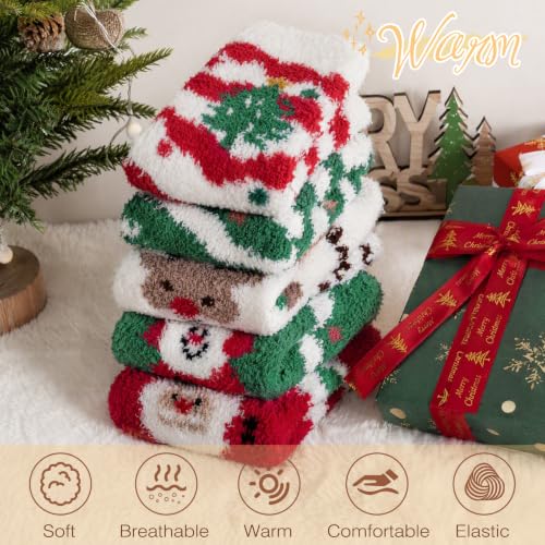 Trifabricy Fuzzy Socks, 5 Pairs Cute Chirstmas Fuzzy Socks for Women Gifts - image 5