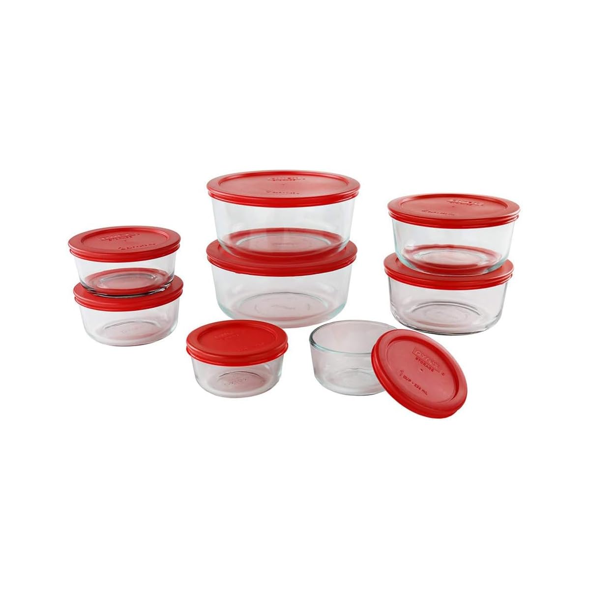Pyrex Simply Store (8-Pack) Glass Food Storage Containers Set, (1, 2, 4 & 7 Cup) Meal Prep Containers With BPA-Free Lids, Dishwasher & Microwave Safe
