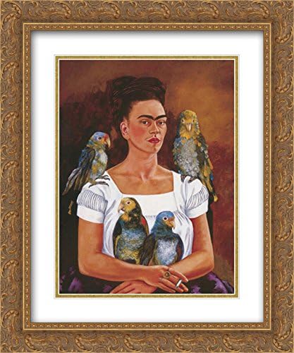 Frida Kahlo 2X Matted 20x24 Gold Ornate Framed Art Print 'Me and My Parrots'