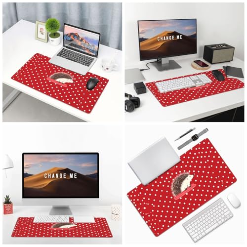 Tapis de bureau étendu hérisson à pois pour décorer votre espace de télétravail