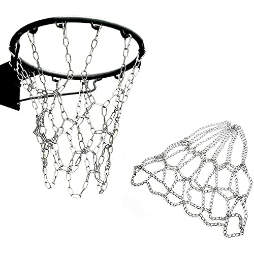 Docache Red de Baloncesto Cadenas, Red de Aro de Baloncesto, Red de Baloncesto Metal, Red de Baloncesto Exterior, Red de Baloncesto de Repuesto, para Cancha de Baloncesto Cubierta
