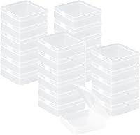 Vista 6 de Rocutus Paquete de 24 recipientes pequeños de plástico transparente con tapas, caja de almacenamiento de cuentas con tapa con bisagras para cuentas