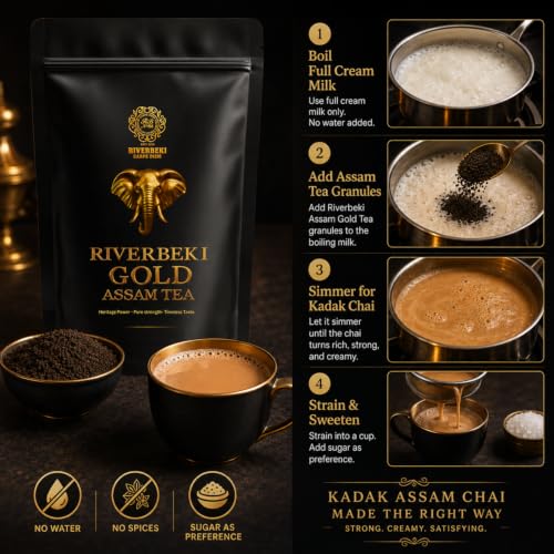 Image of Riverbeki Gold Tea 400 g | Single-Origin Assam CTC | Export-Grade Second Flush Granules From Upper Assam Quality Belt | Bold, Malty Kadak Chai | Unblended & Additive-Free