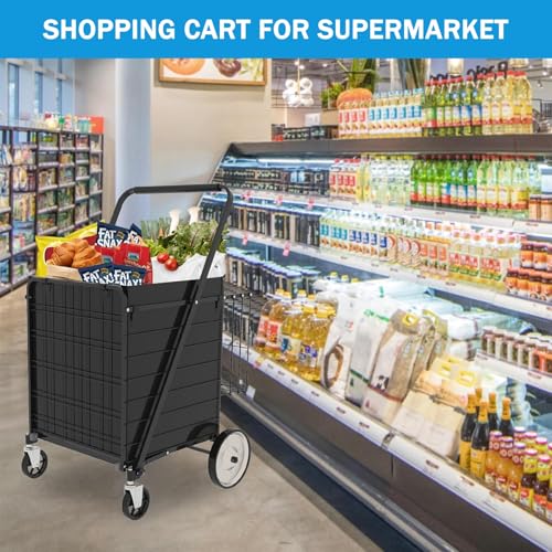 Składany wózek na kółkach, wytrzymały wózek użytkowy, zdejmowana wodoodporna wkładka, składany wózek spożywczy do supermarketu, pralni, podróży i pomoc w poruszaniu się
