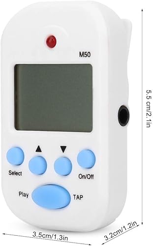 Miniatura 7 de Metrónomo Tempo, Mini Digital Beat Tap M50 Metrónomo Adecuado para Piano, Violín, Guitarra, Trampa Tambor (Blanco)
