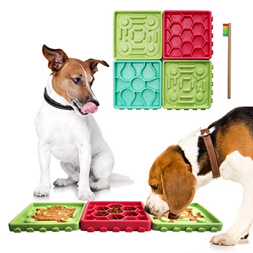 GAGILAND Combined Dog Slow Feeder Lick Mat with Suctions Dog Bathing Grooming...
