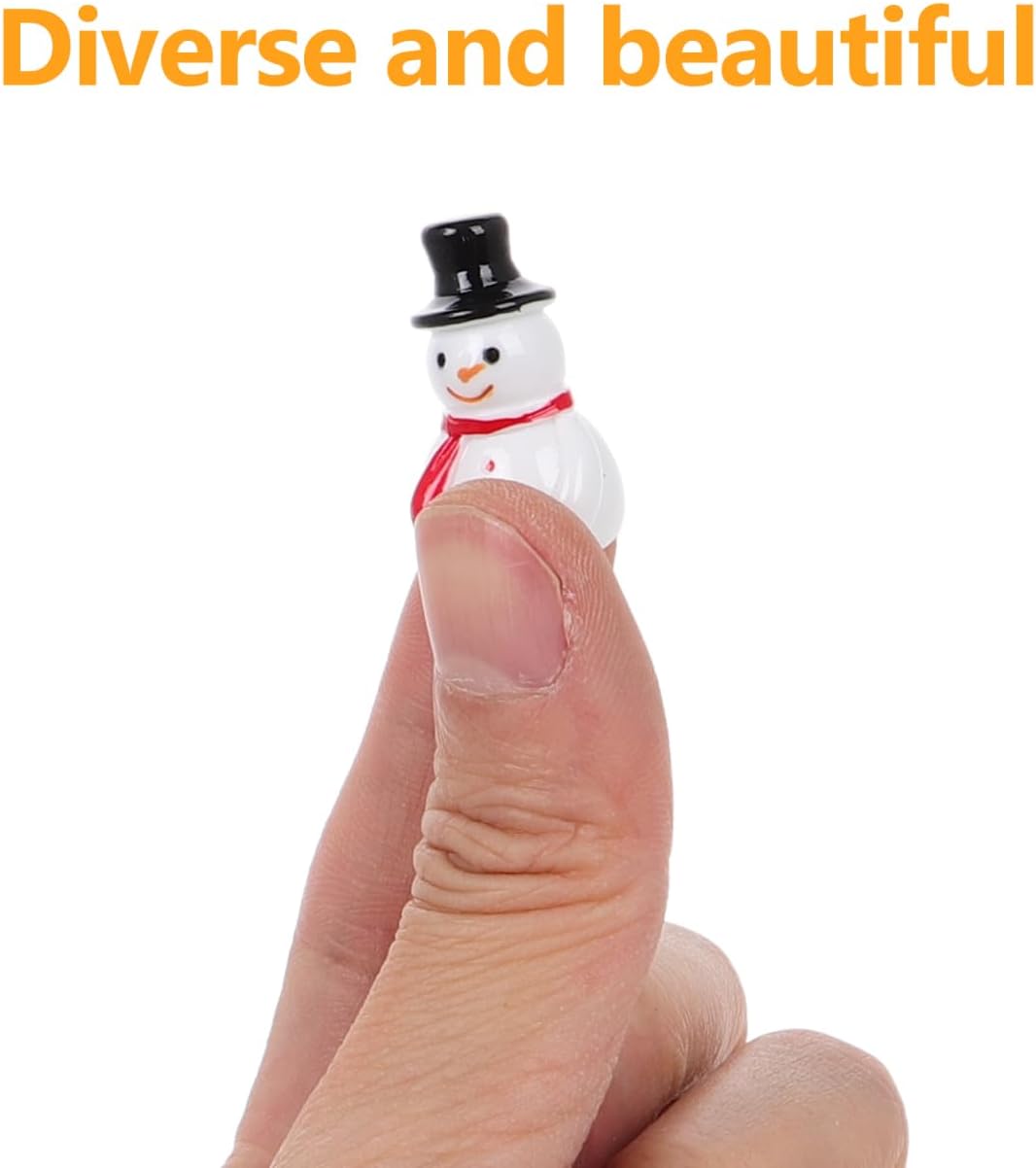 Kisangel Mini Snowman 30 Pcs Resin Christmas Mini Figurines Tiny Snowman Ornaments for DIY Fairy Garden Micro Landscape Holiday Decor Black
