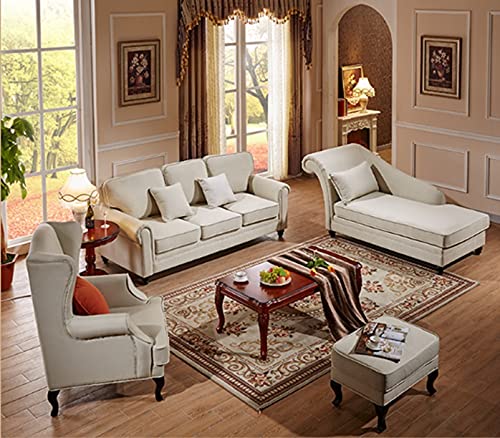 Zikra Faith Latest Living Room Set 2021 - Three Seater, Wing Chair, Chaise and Pouffe, Set of 4 Items, Upholstery - Suede/Linen Fabric-image-24