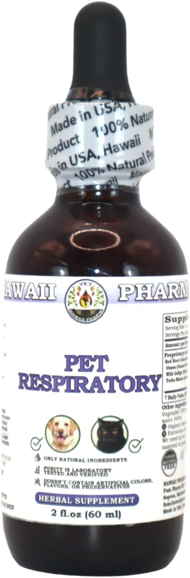 Pet Respiratory Natural Alcohol-Free Liquid Extract, Pet Herbal Supplement 60 ml, 60 ml (Pack of 1)