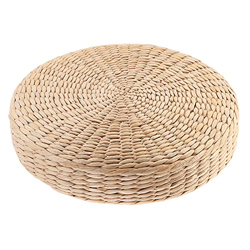 Non-brand Boden Sitzkissen, Runde Pouf Tatami Kissen Handgewebte Stroh Bodenmatte Yoga Meditation Sitzauflage für Wohnzimmer Balkon Gartenparty - 40x40cm