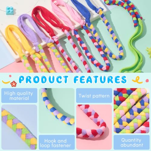 Image of Henoyso 12 Pack Sensory Chew Necklaces Kids Soft Terry Cloth Oral Motor Teething Toys for Boys Girls, Reusable Chewy Jewelry for Focusing & Calming(Twist Style,Bright Color)