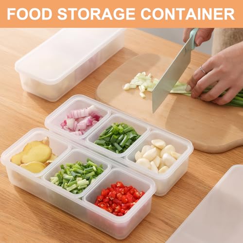 DEARBAG Gekühlter Zutatenbehälter 3 Stück mit 9 Fächern und 3 Deckeln, Geteiltes Serviertablett mit Deckel, Stapelbar Abnehmbare Wiederverwendbare, Zutaten Gewürzspender für Obst, Salat, Taco