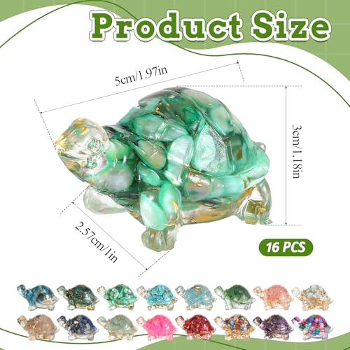 Set 16 Figuras Mini Tortugas Decorativas de Resina miniatura 2