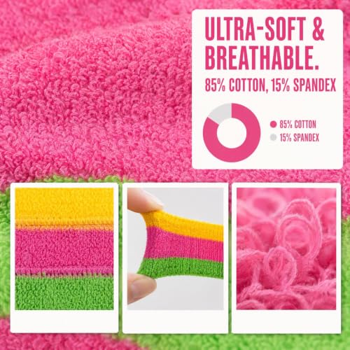 Image of ONUPGO Neon Sweatbands Set - 3 Piece Sport Headband & Wristbands for Men, Women & Kids | Moisture Wicking Athletic Sweat Bands for Running, Gym, Tennis, Basketball, Soccer | 80s Retro Style