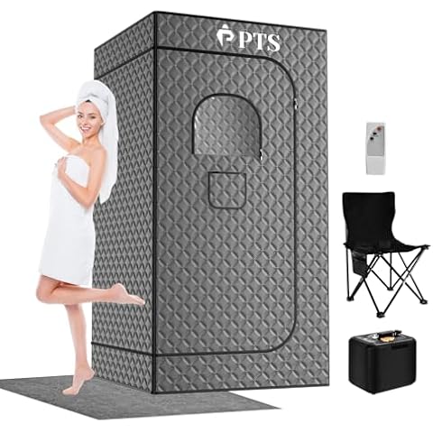 PTS Portable Steam Sauna Box - Thicken Cotton Personal Home Spa Sauna Tent with 3L 110V Steam Generator, 71'' x 36'' x 36'' Full Size Home Sauna Kits for Indoor Use, Gym, Pilates, Hot Tub Cover