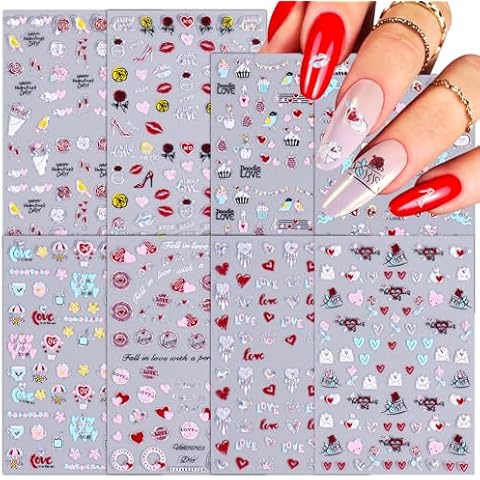 8 Sheets Valentine's Day Nail Stickers thumbnail