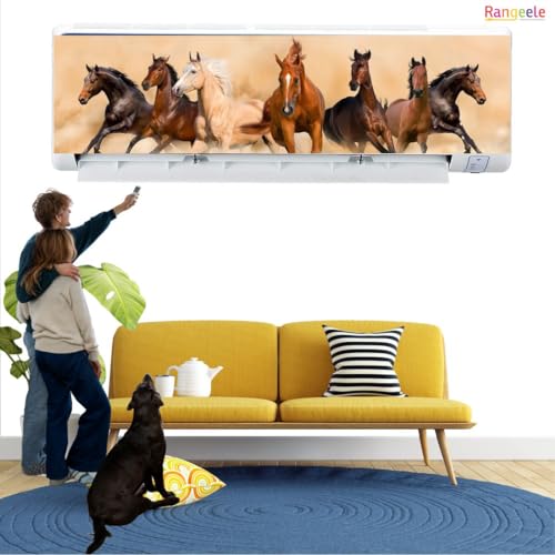 Image of '7 Running White Horses Art Deco Poster'' AC Sticker (96 cm x30 cmx 24 cm)