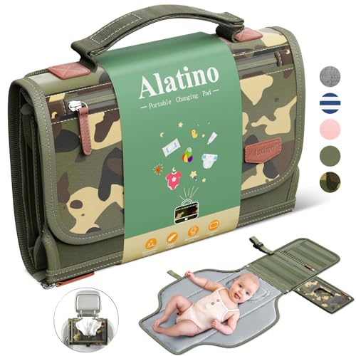Image of Portable Diaper Changing Pad for Baby, Detachable Travel Changing Pad with Baby Wipes Pocket, Gifts for Baby Shower, Newborn Girls and Boys (Green Camo)