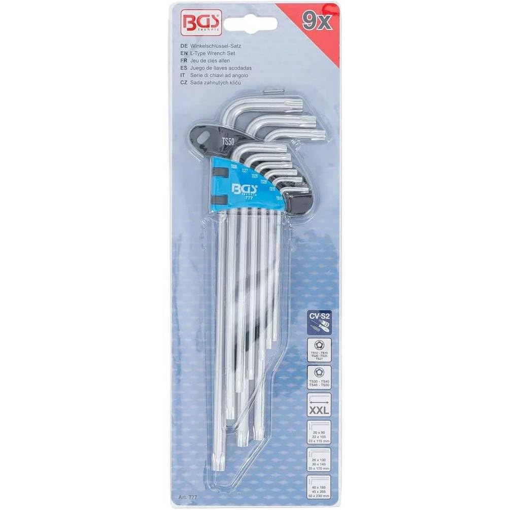 Jeu de Clés Allen Extra Longues 9 pcs TS10 - TS50 - Profil Torx Plus - Précision et Confort d Utilisation - D-Work