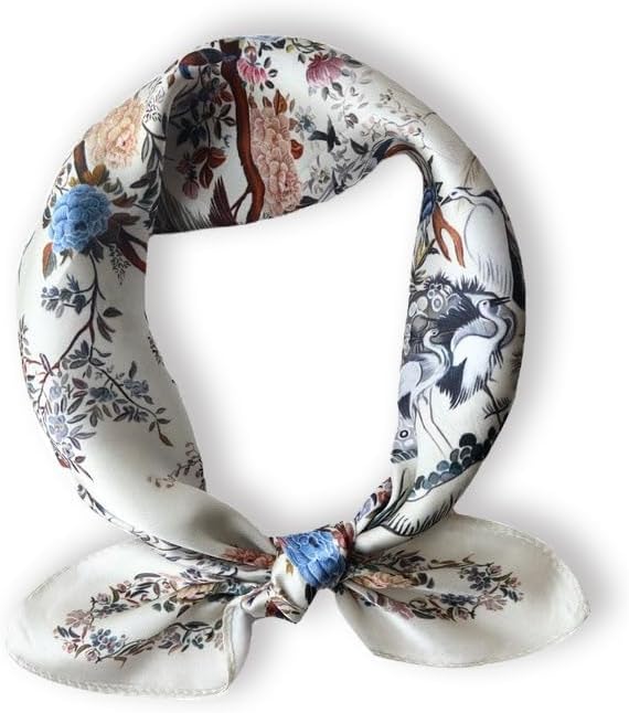100% Mulberry Silk Neck Scarf - 21'' x 21'' Lightweight Neckerchief - Women Men Small Square Digital Printed Scarves - Image 2