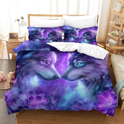 Housse de couette violette 3D 200x200 parure de lit microfibre ado - 3