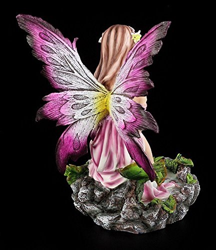Figuren Shop GmbH Elfenfigur sitzt an Teich mit Kolibri - Fantasy