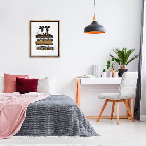 Image of Glam Bookstack Animal Print, 24 x 30 Inch Canvas in Floater Frame | Stupell Industries . By Amanda Greenwood . Ready to hang . Made in USA