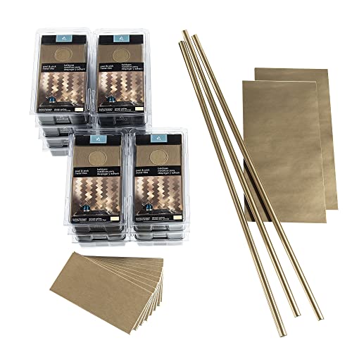 Aspect Peel and Stick Backsplash 3in x 6in Brushed Champagne Long Grain Metal Tile 15 Sq Ft Kit for Kitchen and Bathrooms