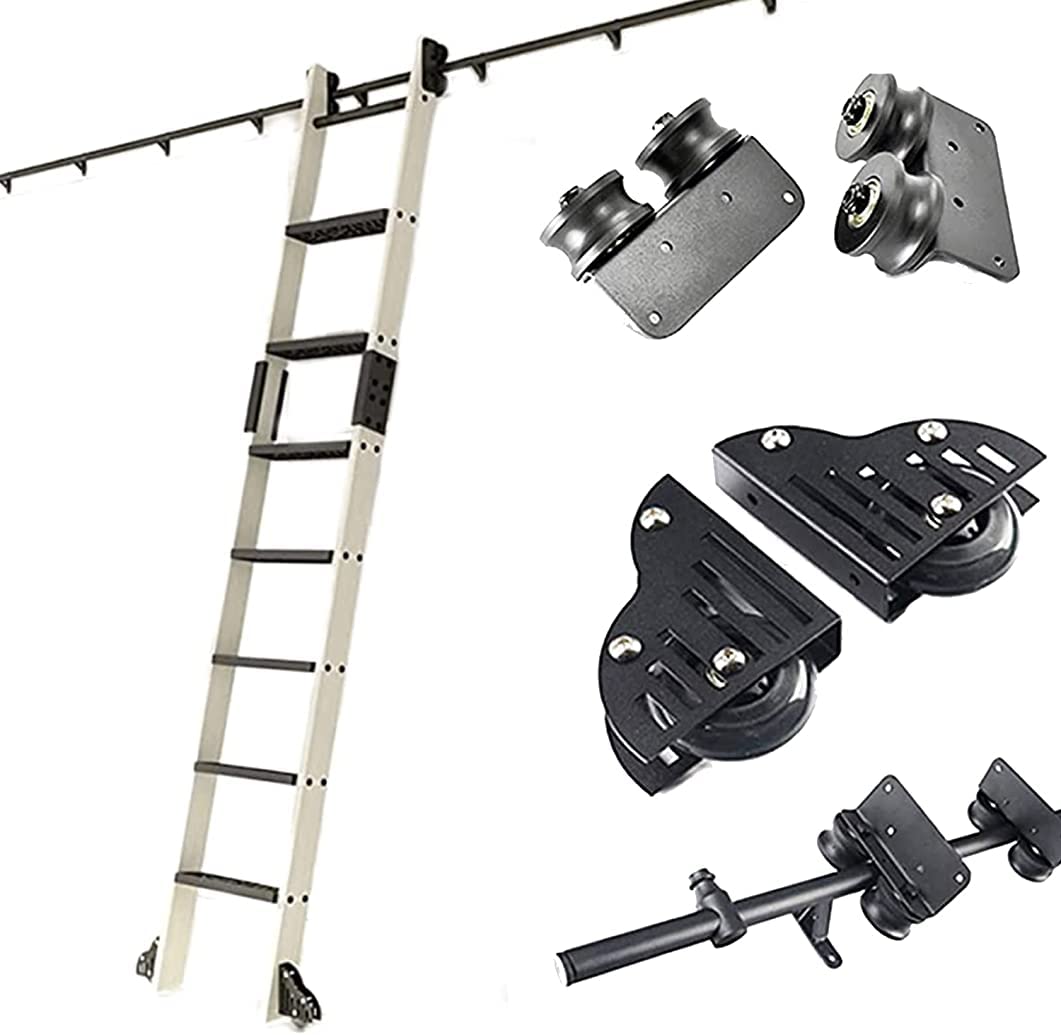 Kit rails de bibliothèque coulissante noire et quincaillerie échelle