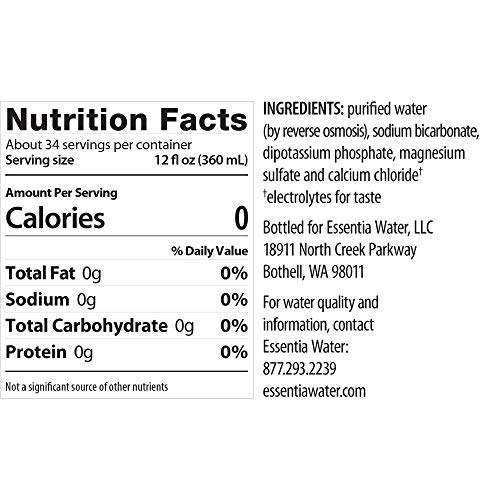 Essentia Water, Ionized Alkaline Bottled Water; Electrolytes for Taste, Better Rehydration, pH 9.5 or Higher, 33.8 Fl Oz, Pack of 48