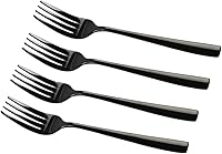 Vista 6 de Teyyvn Juego de 16 tenedores de postre/ensalada de acero inoxidable negro