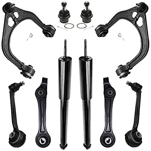Image of Detroit Axle - 12pc Front End Control Arms Kit for 2005-2010 Chrysler 300, 2006-2010 Dodge Charger, 2005-2008 Magnum, Control Arms Struts & Coil Spring Ball Joints Rear Shock Absorbers Replacement
