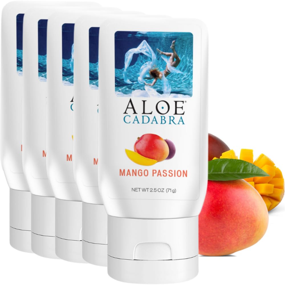 Aloe Cadabra Organic Water Based Lube, Mango Passion, 2.5oz, 5 Pack