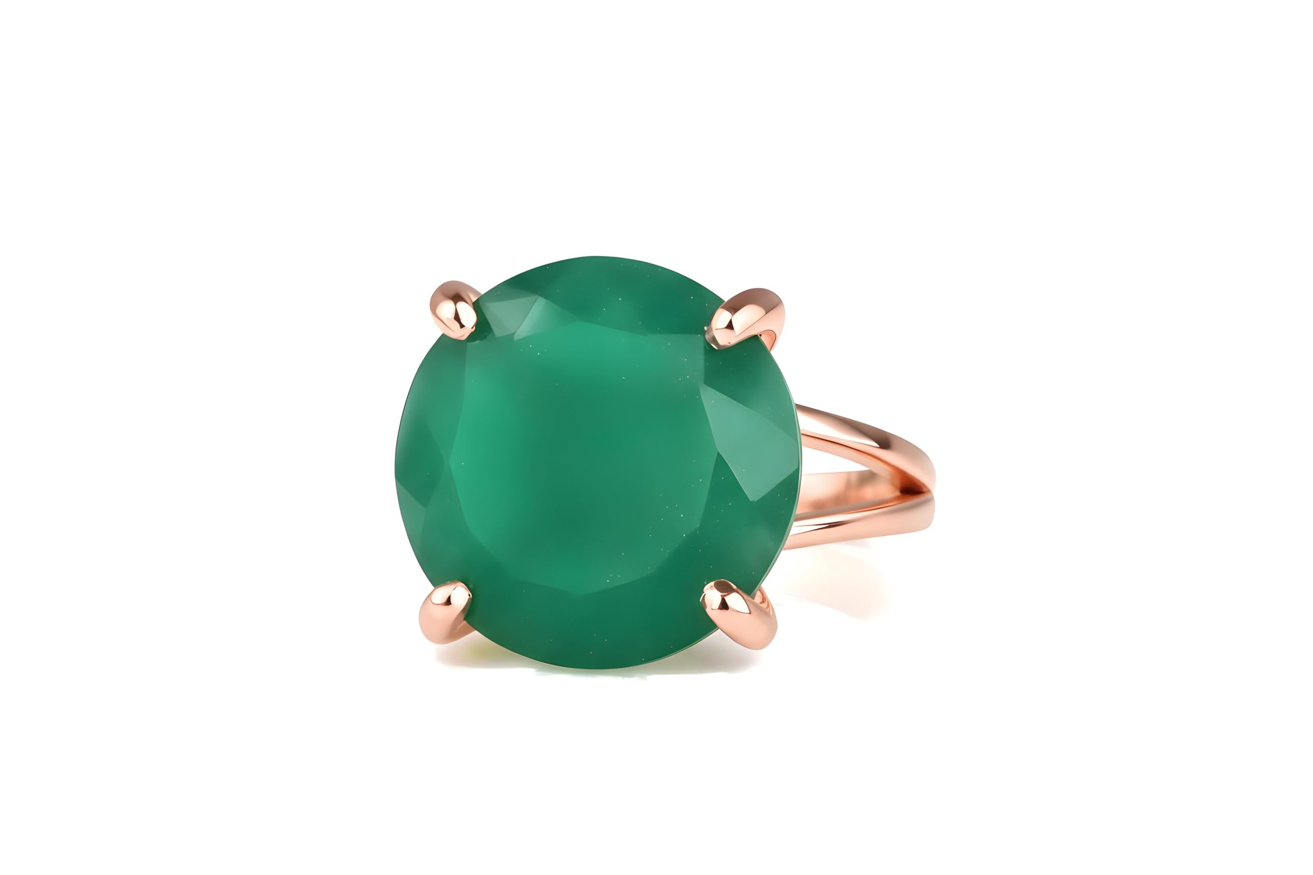 Anillos Personalizados de Piedras Preciosas para Mujer - Onix Verde en Plata de Ley 925 Banda Doble - Anillos Personalizados Hechos a Mano - Caja de Joyas Gratis y Grabado Personalizado Disponible