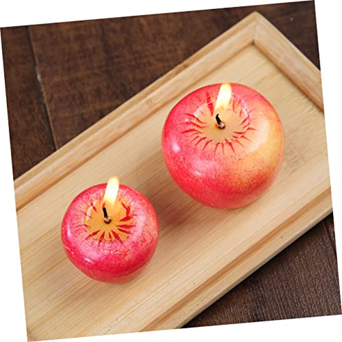 Amosfun 9 Pcs Chirtmas Decor Adorno Para Mesa De Christmas Tealight Candles Scented Relax Candles Christmas Candle Tins Decorate Simulation Fruit Candle Apple Candle Artificial #TOP2