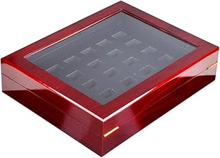LoveinDIY Championship Ring Display Case Sports Ring Storage Box Wooden Black Velvet Lining