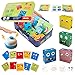 ICEPAPA, Puzzle in legno per bambini, Expression puzzle building blocks, giochi montessori, contiene 4 tipi di puzzle a cubo, 72 carte e 1 campana winner, adatto a bambini dai 3+ anni(campana blu)