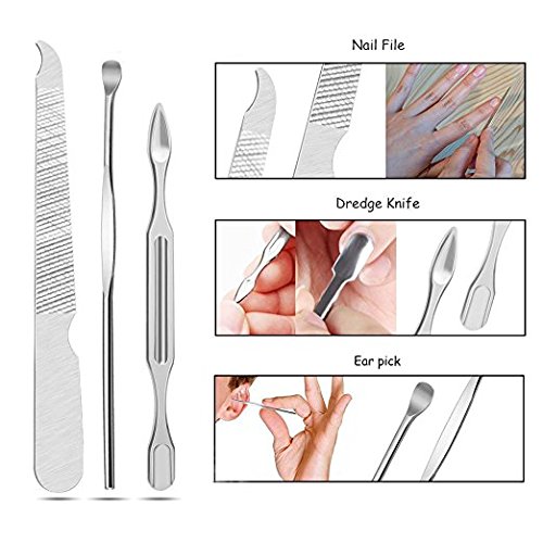 Maniküre-Set für Reisen mit Nagelknipser, aus Edelstahl, portabel, Porzellan, Blau / Weiß, geeignet für Familien-Reisen… – Bild 4