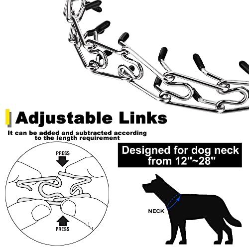 Insfas Pinch Prong Collar For Dogs, Adjustable Dog Training Choke Spike No Pull Martingale Collars With Quick Release Buckle For Small Medium Large Dogs Stainless Steel (12"~28" Silver 3.0Mm) #TOP4