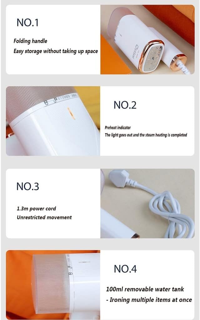 Lancha A Vapor para Mini Hand-held Garment Steamer Electromechanical Iron Student Portable Ironing Machine Home Steam Small Hand-held Iron Machine Cross-Border (Color : White)