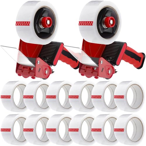 2 Pack Packing Tape Dispenser Gun with 12 Rolls (2 in) - Dunzoom