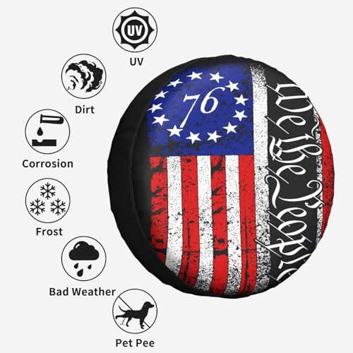 Image of Vintage America American Flag Spare Tire Cover Weatherproof Wheel Protectors Dust-Proof Sun Protection Wheel Tire Covers Universal Fit for Truck SUV RV Camper Trailer Car Accessories 15 inch