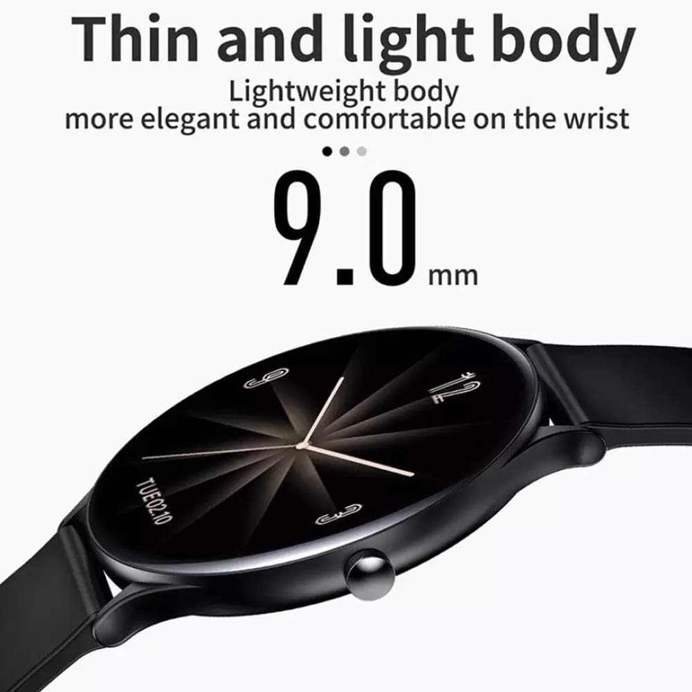 Side view of the QW13 smartwatch showing its 9.0mm thin profile