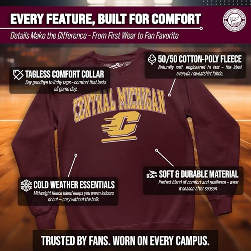 Image of NCAA College Sweatshirt Fleece Crewneck Pullover for Men and Women | Officially licensed NCAA college gameday crewneck pullover - 9 oz fleece lined sweatshirt with arch and logo design