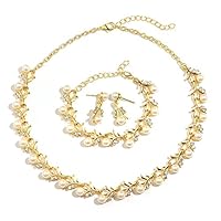 Algopix Similar Product 6 - MOOCHI 18K Gold Plated Ivory Simulated