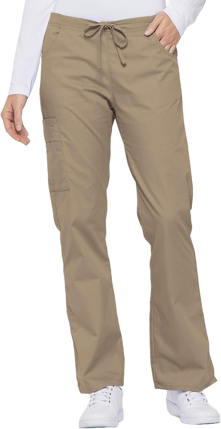 Dickies Scrubs for Women - Flare Leg Cargo Scrub Pants with Drawstring Waist & 6 Pockets, Medical Uniform - 86206
